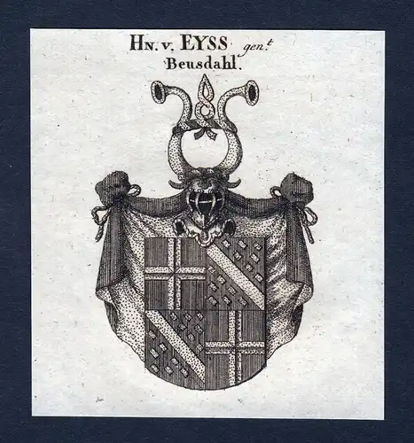 1820 Beusdahl Beusdael Eyss Wappen Adel coat of arms Kupferstich engraving