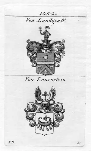 1820 Landgraf Lauenstein Wappen Adel coat of arms heraldry Heraldik Kupferstich