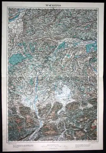 Rosenheim / Altötting / Chiemsee / Wasserburg / Kufstein - alte Landkarte 1921