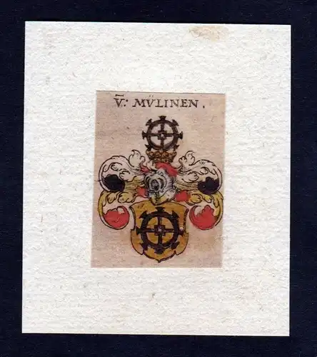 17. Jh. von Mülinen Wappen Adel coat of arms heraldry Heraldik Kupferstich