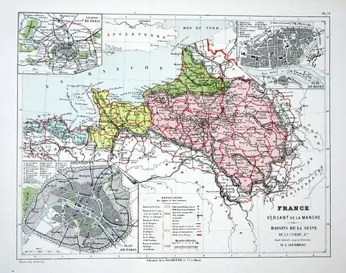 France Paris Frankreich Weltkarte Karte world map Lithographie lithograph Litho