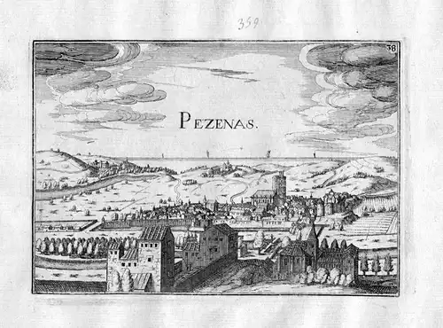 1634 Pezenas Herault Tassin gravure estampe Kupferstich engraving