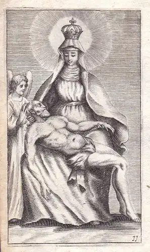 1700 Maria Engel angel Mann man Heiligenbild holy picture Kupferstich engraving