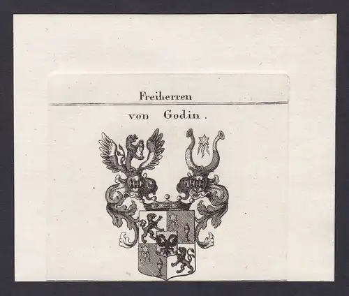 Godin Wappen Adel coat of arms Heraldik heraldry Kupferstich engraving 1820