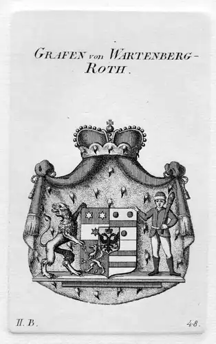 1820 - Wartenberg Roth Wappen Adel coat of arms heraldry Heraldik Kupferstich