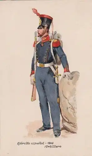 1930 - Artillerist Espana Spanien Militaria Uniform Uniformen Original Aquarell