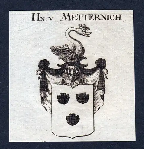 Ca. 1820 Metternich Wappen Adel coat of arms Kupferstich antique print he 143302