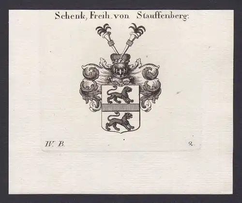 1820 Stauffenberg Schwaben Wappen Adel coat of arms Heraldik Kupferstich