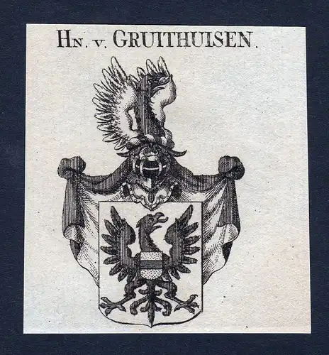Ca. 1820 Gruithuisen Wappen Adel coat of arms Kupferstich antique print h 143284