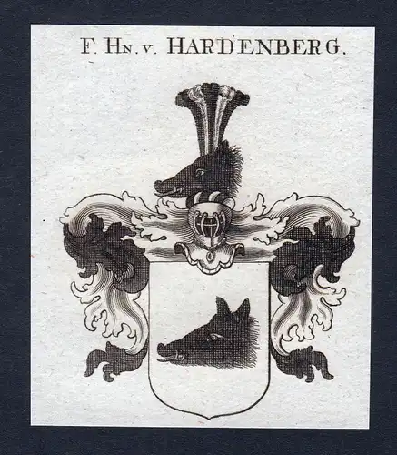 1820 Hardenberg Niedersachsen Wappen Adel coat of arms Kupferstich engraving