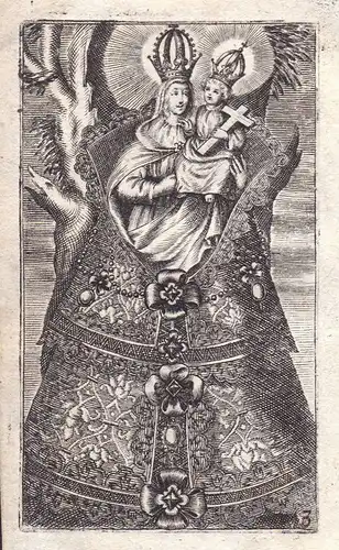 1700 Jesus Maria Kreuz cross Heiligenbild holy picture Heilige Kupferstich