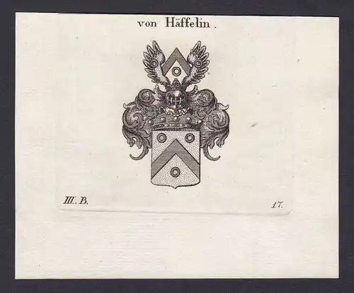 Häffelin Wappen Adel coat of arms Heraldik heradlry Kupferstich engraving 1820