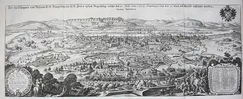 Ca. 1660 - Regensburg Belagerung Schlacht von 1634 Kupferstich Merian battle