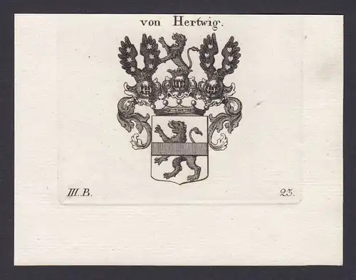 1820 Hertwig Wappen Adel coat of arms Heraldik heraldry Kupferstich engraving