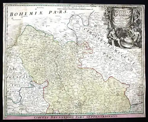 Ca. 1750 Brno Trebic Moravska Trebova Czech Ceska Karte map antique print Homann