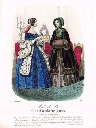 1846 Biedermeier Mode Kupferstich victorian fashion antique print etching  89739