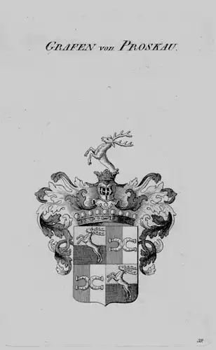 1820 - Proskau Wappen Adel coat of arms heraldry Heraldik crest Kupferstich