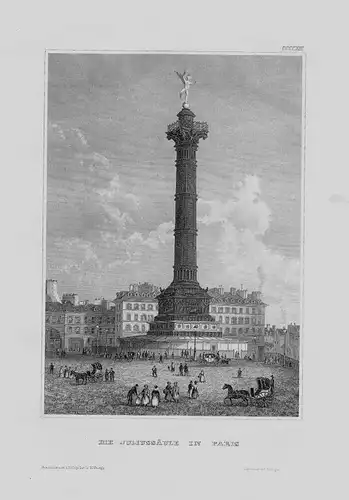 1840 - Paris Juliussäule Säule Frankreich France gravure engraving Stahlstich