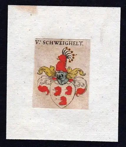 17. Jh. von Schweigelt Wappen Adel coat of arms heraldry Heraldik Kupferstich