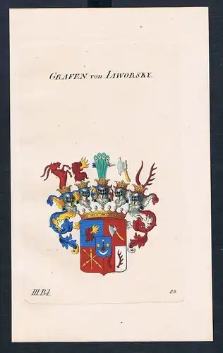 1830 - Grafen von Iaworsky Wappen Kupferstich Genealogie Heraldik coat of arms