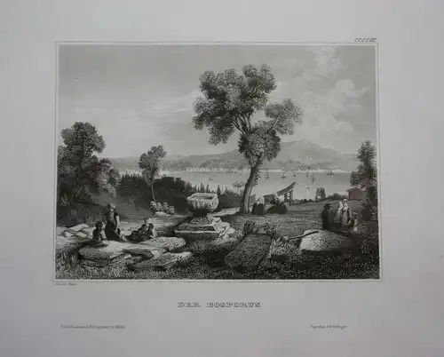 1840 - Bosporus Meerenge strait Europa Kleinasien engraving Stahlstich