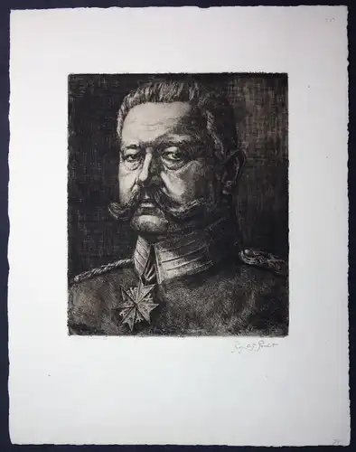 Otto Ferdinand Probst München Breslau Radierung signiert Hindenburg