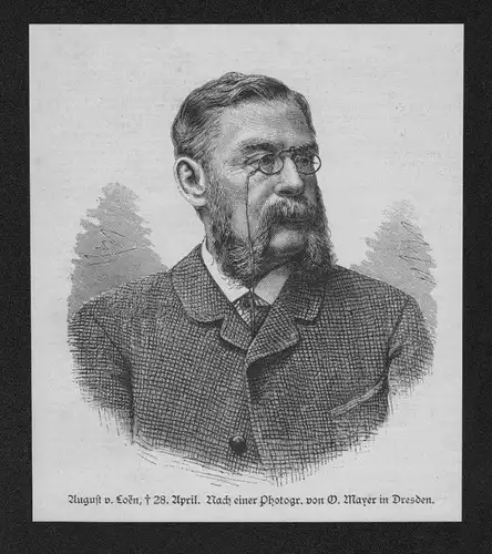 1887 - August von Loen Schriftsteller Theater Portrait Holzstich wood engraving