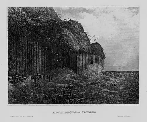 1840 - Fingal Höhle Cave Ireland Irland Great Britain engraving Stahlstich