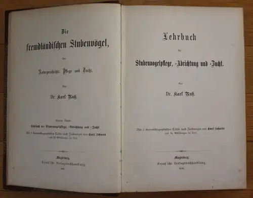 1888 Karl Ruß Die fremdländischen Stubenvögel Pflege Zucht Lehrbuch Vögel