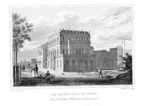 1840 - Kassel Ständehaus Original Stahlstich engraving