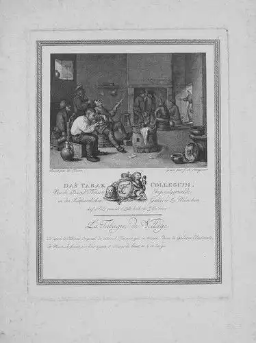 1780 - Tabak Rauchen Tobacco David Teniers Kupferstich engraving