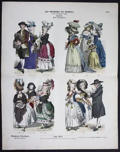 1890 Frankreich France 18. Jh. Kostüme Tracht Trachten Münchener Bilderbogen