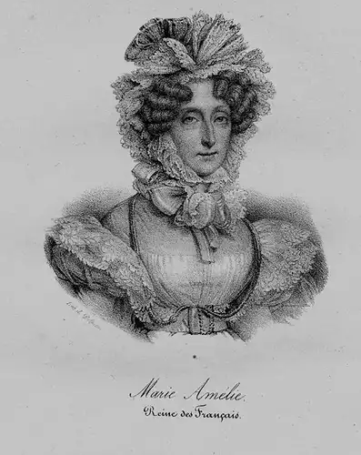 1840 - Maria Amalia von Neapel-Sizilien Königin Frankreich Lithographie Portrait