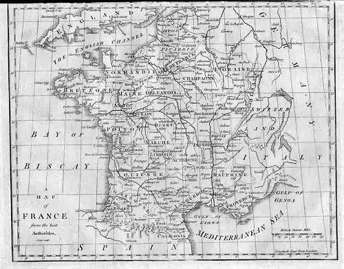 1790 - France Frankreich Karte Map Kupferstich