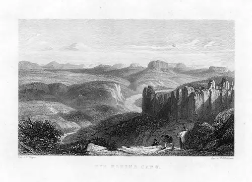 1840 - Die kleine Gans Felsen Rathen Elbsandsteingebirge Sachsen Stahlstich