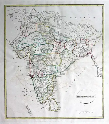 1808 Indien India Sri Lanka Asien Asia Karte map Kupferstich antique print