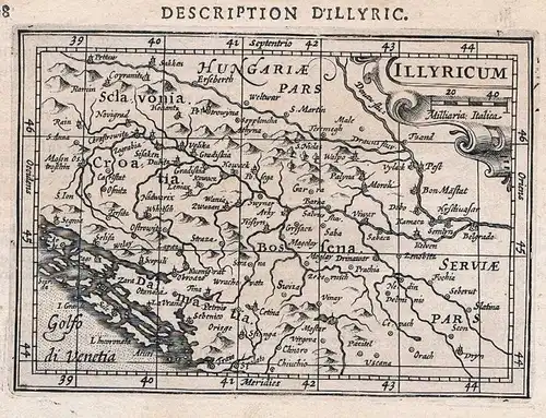 1618 - Illyrien Dalmatien Bosnia Serbia Croatia map Karte Hondius Kupferstich