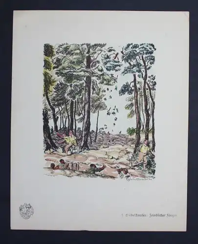Fritz Giebelhausen Flieger  Original Lithographie Berliner Secession lithograph