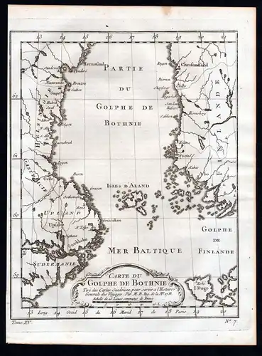 1750 Gulf of Bothnia Sweden Finland Karte map Kupferstich antique print Bellin