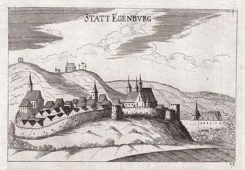 1672 Eggenburg Horn Ansicht Kupferstich antique print Vischer Niederösterreich