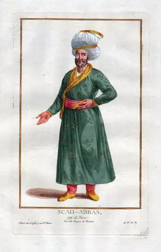 1779 Abbas Shah Persia Safavid Asia Portrait costumes antique print Duflos