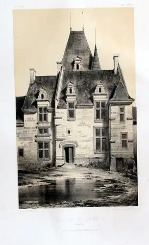1860 - Chateau de Baumais Calvados Original Lithographie litho lithograph