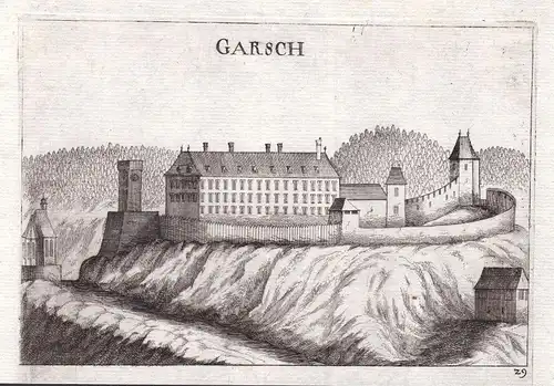 1672 Burg Gars am Kamp Ansicht Horn Kupferstich antique print Vischer