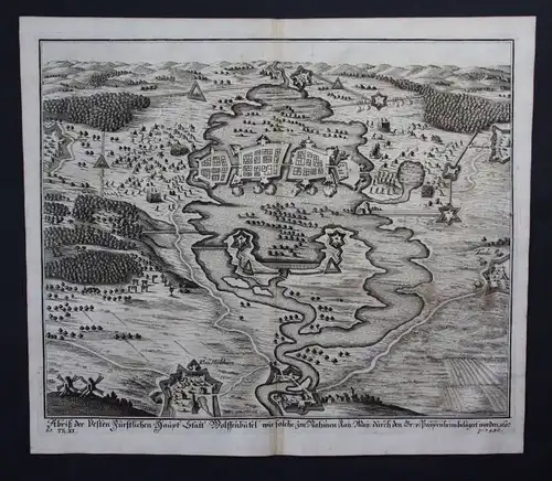 1700 - Wolfenbüttel Belagerung von 1627 Kupferstich engraving