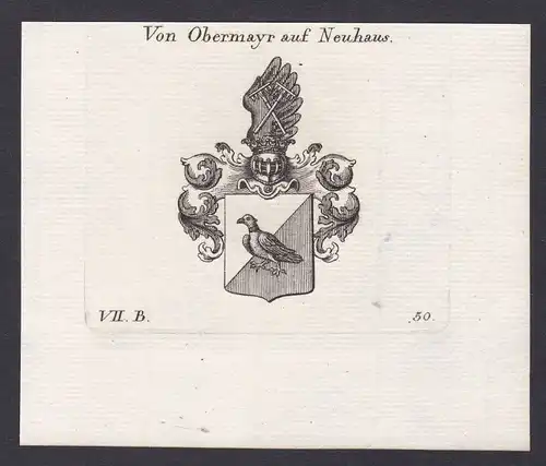 Obermayr Neuhaus Wappen Adel coat of arms Heraldik Kupferstich antique print