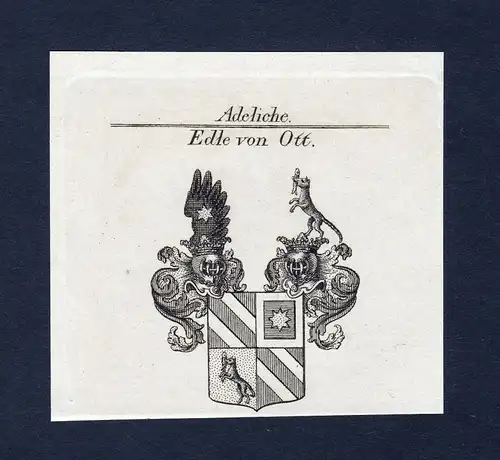 Ca. 1820 Ott Wappen Adel coat of arms Kupferstich antique print heraldry