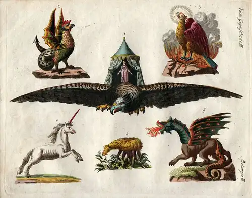 Vogel Roch Roc Basilisk  Einhorn unicorn Drache dragon Skythisches Lamm Bertuch