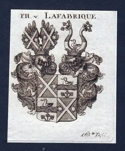 Ca. 1820 Lafabrique Wappen Adel coat of arms Kupferstich antique print he 143799