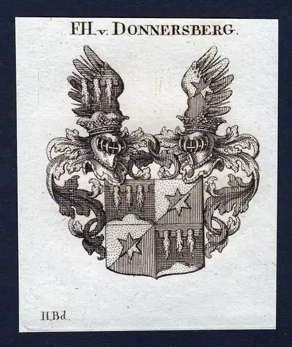 Ca. 1820 Donnersberg Wappen Adel coat of arms Kupferstich antique print h 143941
