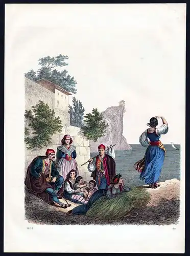 1863 Dalmatien Dalmatia Tracht Trachten costumes Lithographie lithograph